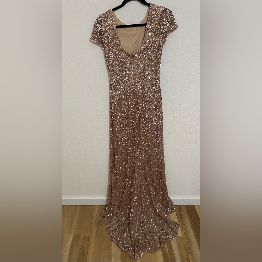 Adrianna Papell Rose Gold Sequin Gown Size 4